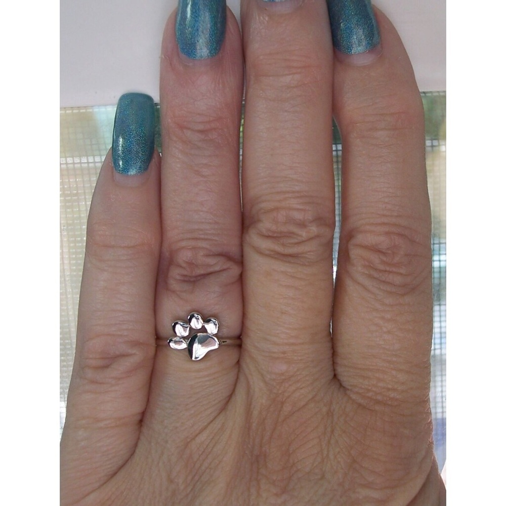 925 STERLING SILVER Adorable Paw Design Ring - Picture 2 of 14